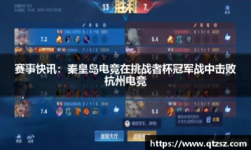赛事快讯：秦皇岛电竞在挑战者杯冠军战中击败杭州电竞